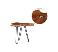 Table Basse 70 X 45 Cm Bois De Teck Massif Et Polyrésine - Vidaxl Multicolore