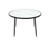 MOTSA - Table Basse Ø75cm Plateau Verre Imitation Marbre