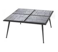 Table basse 80x80x38 cm Noir en Métal et Teck - - Noir - Teck