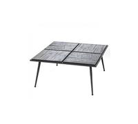 Table basse 80x80x38 cm Noir en Métal et Teck - - Noir - Teck