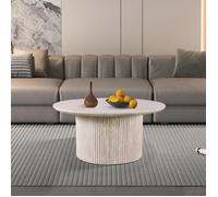 Table basse 80x80x38 cm ronde décor travertin beige