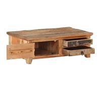 Table basse 90 x 50 x 31 cm en bois massif recyclé - Aspect naturel et blanchi à la chaux - Bois massif d'acacia avec finition naturelle - Parfait pour le salon et les petites pièces