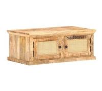 Table basse 90x50x35 cm Bois de manguier et canne naturelle Brun G