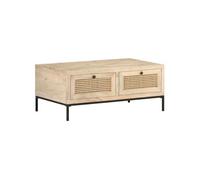 vidaXL Table basse 90x50x37 cm Bois de manguier et canne naturelle