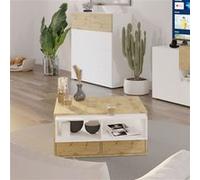 Table Basse 91,8x71,5x45 Cm Chêne Et Blanc Multicolore