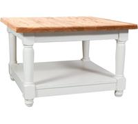 Table Basse À Fumer Champêtre En Bois Massif Structure Blanche Plan Finition Naturelle L70xpr70xh45 Cm Multicolore