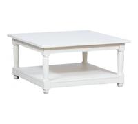 Table Basse À Fumere Style Rustique En Bois Massif De Tilleul Finition Blanche Antique L90xpr90xh45 Cm Multicolore