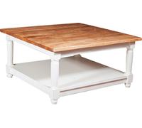 Table Basse À Fumere Style Rustique En Bois Massif De Tilleul Structure Blanche Sur Plan De Finition Naturel Made In Italy Multicolore
