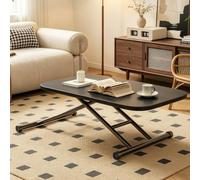 Table Basse à Hauteur Réglable sur Roulettes,Polyvalente,Épaissie et Stable | Table basse panneaux épaissis et supports renforcés à haute capacité de charge,bords arrondis anti-chocs(Black,35.4x23.6")