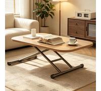 Table Basse à Hauteur Réglable sur Roulettes,Polyvalente,Épaissie et Stable | Table basse panneaux épaissis et supports renforcés à haute capacité de charge,bords arrondis anti-chocs(Natural,35.4x23.6")