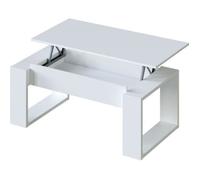 Table basse Pegane Table Basse à plateau relevable coloris blanc artic - Longueur 102 x Profondeur 50 x Hauteur 43/54 cm