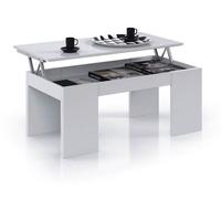 Table Basse à Plateau Relevable coloris blanc brillant - Dim : 100 x 50 x 42 cm -PEGANE-