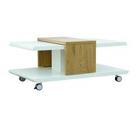 Table Basse Design "Yavor" 110cm Naturel & Blanc