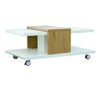 Table Basse Design "Yavor" 110cm Naturel & Blanc