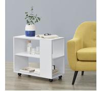 Table Basse à Roulettes Vérouillables Älvdalen 60 x 70 x 35 cm Blanc [en.casa]