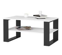 Table basse AKORD ALEX Blanche 92 cm pieds Noirs 92x53x45 cm
