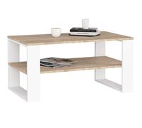 AKORD Table de Salon avec 1 étagère NOX | 92 x 45 x 53 cm | Table Basse Design Moderne | Tables Basses de Salon | Tableau Meuble de Rangement | Panneau Stratifié 16mm | Blanc & Chêne Sonoma