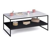 IDMarket Table basse Alaska Double plateau Effet marbre Pieds métal noir