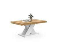 IDMarket – Table basse Alicia – Plateau bois et pied X – Blanc