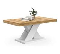IDMarket – Table basse Alicia – Plateau bois et pied X – Blanc