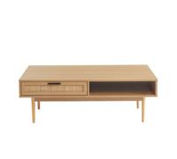 Table basse AMANA effet chêne et cannage rotin 115cm - Bois