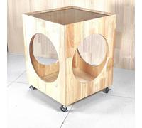 Table basse amovible en verre avec roulettes pour un accès facile aux livres, collations, table de lit avec roulettes, creux à 360°, double comme table d'appoint confortable en chêne, roues