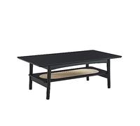 Table Basse Anatole Noir et cannage rotin