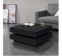 Table Basse Annaba avec 4 Compartiments Stockage Noir Brillant [en.casa]