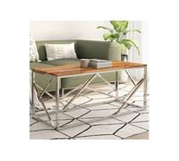 Table basse argenté acier inoxydable et bois massif d'acacia349943