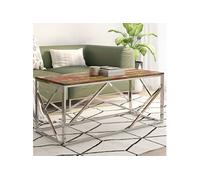 Vidaxl Table Basse Argenté Inox Et Bois De Récupération Massif Multicolore