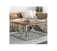 vidaXL Table basse argenté inox et bois de récupération massif349952 Argent G