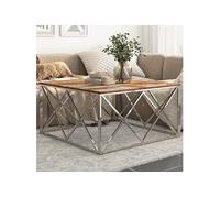 Vidaxl Table Basse Argenté Inox Et Bois De Récupération Massif Multicolore