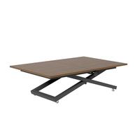 Table basse ARIA - relevable et extensible - 120-160x80 cm - Noir / Noyer Franklin