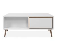 Table basse - ARONA - Rectangulaire - Blanc / Chêne artisan - 94 x 40 x 55 cm