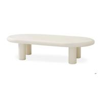 Table basse arrondie 160cm avec pieds colonnes Roady Crème