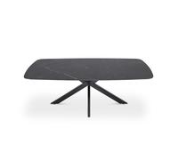 Table basse ARVENA - Table basse rectangulaire 130x70 cm - Pierre noire & métal - Design élégant et contemporain