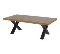 DENVER - Table Basse Aspect Bois Piètement X Métal Noir -