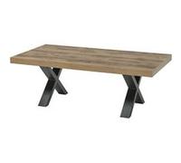 JENNA - Table Basse Aspect Bois Piètement X Métal Poudré Noir -