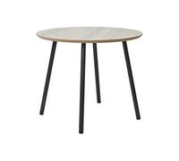 Table basse aspect travertin pieds noirs Ø 55 x 45 cm