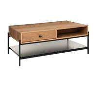 Table basse - Atmosphera - Simon - 2 tiroirs - Naturel et noir