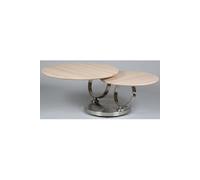 Table basse avec 2 plateaux en bois blanchis -PEGANE-