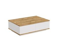 Table basse avec 2 portes - Naturel et Blanc - LOTULA