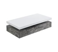 Table basse avec 2 tiroirs en MDF - Béton et blanc - FELIX
