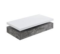Table basse avec 2 tiroirs en MDF - Béton et blanc - FELIX Gris, Blanc