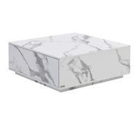 Table basse avec 2 tiroirs en MDF - L90 cm - Effet marbre blanc - ANTRIM