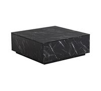 Table basse avec 2 tiroirs en MDF - Effet marbre noir - ANTRIM de