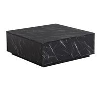 Table basse avec 2 tiroirs en MDF - L90 cm - Effet marbre noir - ANTRIM