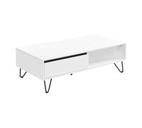 Table basse avec 2 tiroirs et 2 niches en MDF et acier - Blanc et Noir - ABUJA de