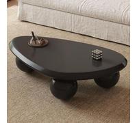 Table basse avec 3 pieds en forme de boule - Design irrégulier en bois pour salon de ferme - Forme ovale élégante pour les intérieurs modernes