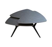 Table basse avec 3 plateaux pivotants en céramique finition acier marron - NEXUS